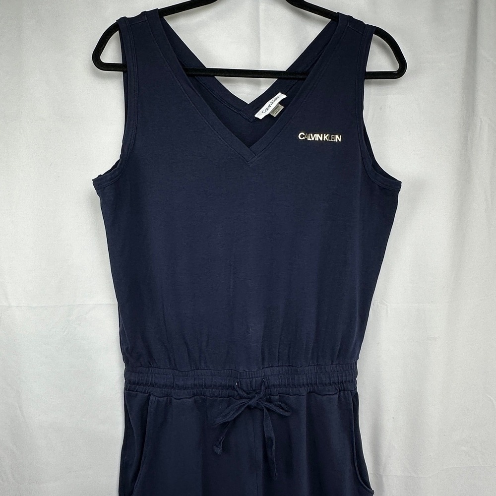 Calvin‎ Klein Sleeveless Loungewear Athleisure Navy Blue Cotton Jumpsuit Comfy